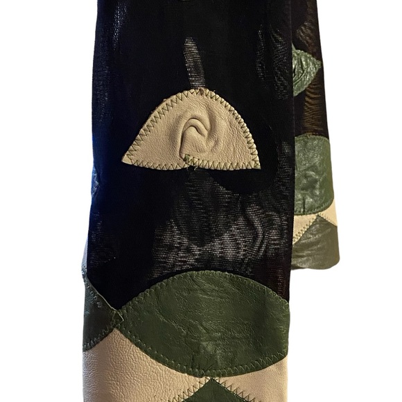 Unique Leather Studio Black Mesh With Leather Flowers Jacket - Picture 12 of 14